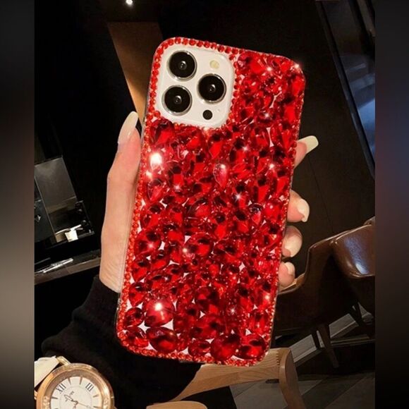 Accessories - Luxury Red Crystal iPhone 16 Pro Max Case
